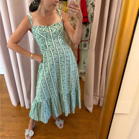 Green Floral Striped Dress - Picture 2 of 2